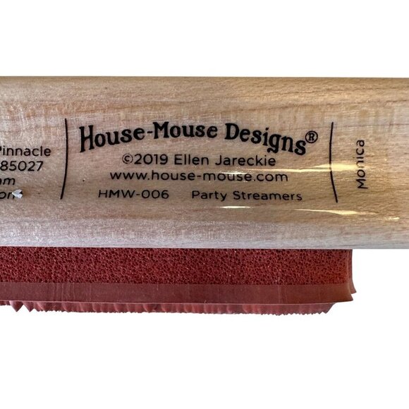 House Mouse Design Rubber Stamp Party Streamers HMW-006 Ellen Jarecke Wood Mount - Picture 3 of 8